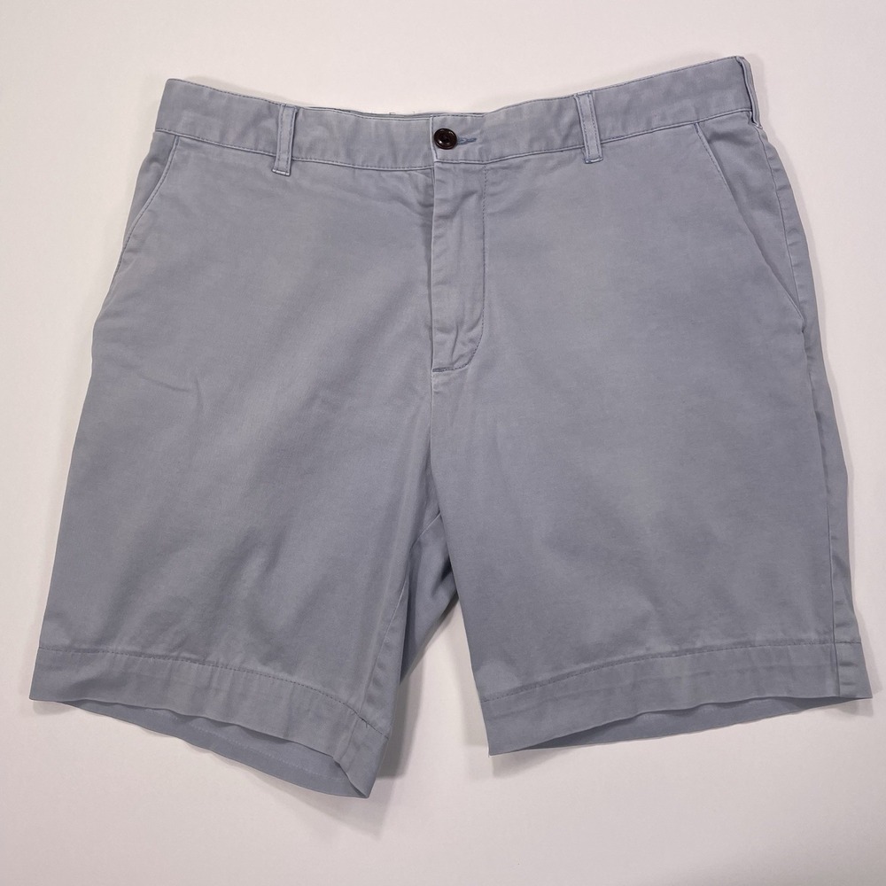 Faherty All Day Shorts Light Gray/Blue Mens Size 35 (33x7) 7" Inseam Stretch
